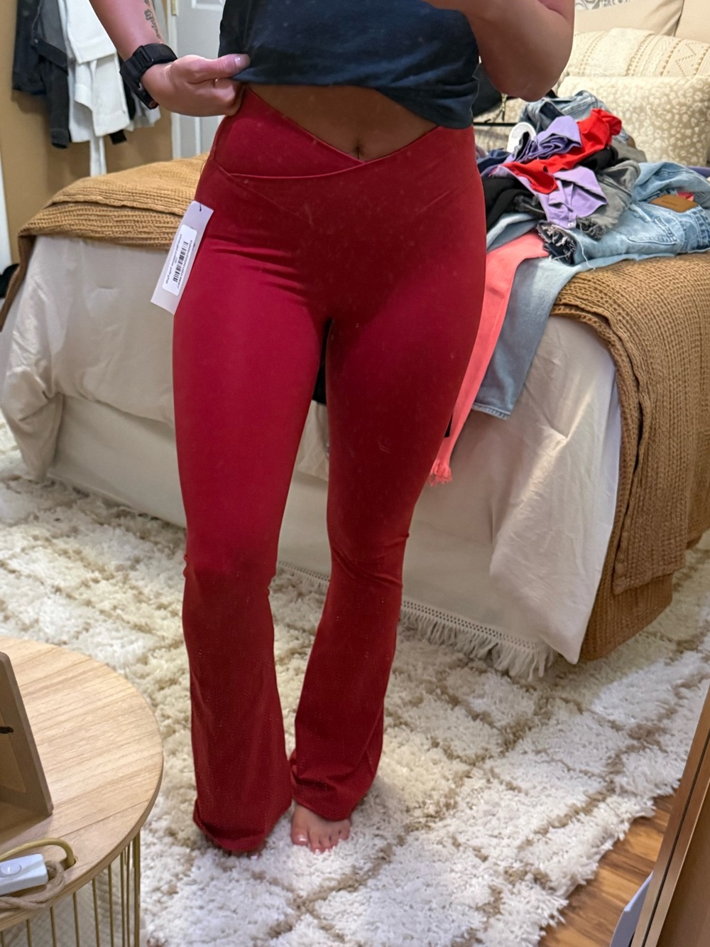 Mono B Vibrant Red Flare Leggings